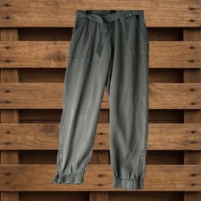 Nicole Miller NY Green Pant Size Large,Elastic Cuff, Belted, Zippered Ankle NWT