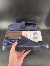 Gucci Kid Scam Studded Slip On Loafer Dark Blue Size 10.5 Box