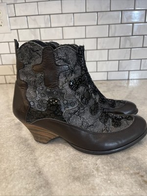 Jan Jansen Boots Womens Size 9 Black Bootie Leather Gothic Advant Garde Eur 39