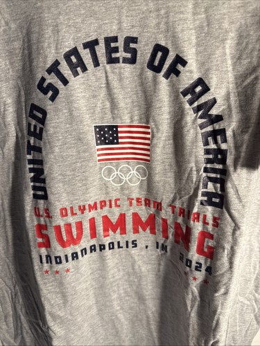 Grand t-shirt homme Fanatics Team USA 2024 essais olympiques de natation gris neuf - Photo 3 sur 5