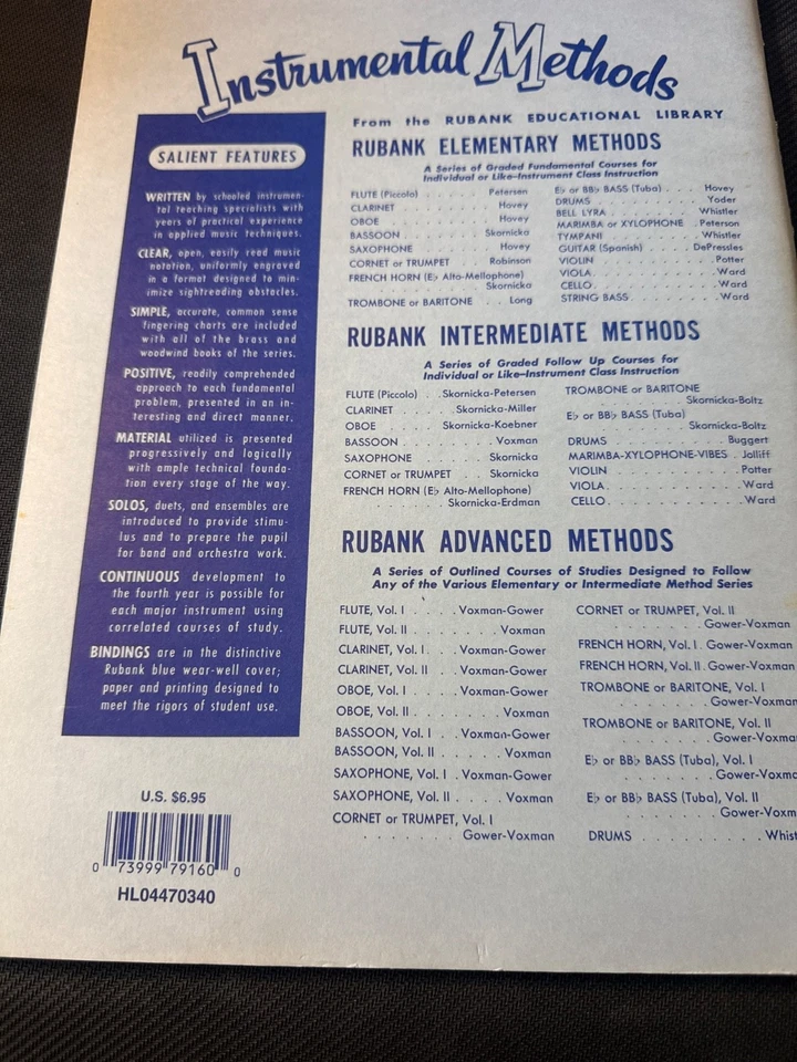 Rubank No. 158 Advanced Method for Cornet or Trumpet Vol. II by Gower Music Book - Image 2 of 3