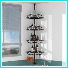 Shower Caddy Tension Pole, 54-114 Inch Rustproof Corner Shower Caddy 4 Tier A...