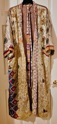 Bata Kimono Art Silk~ Para Mujer Talla Única~Kimono con Corbata~Floral y Hojas~Beige,Rojo~Nueva - Imagen 1 de 4