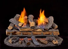 Ventless Liquid Propane Gas Log Set - 24 in. Split Red Oak, 33,000 BTU, T-Stat