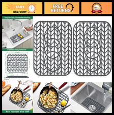 2-Pack Non-Slip Silicone Sink Protectors - 13.6  x 11.6  Kitchen Mat Grid for Fa