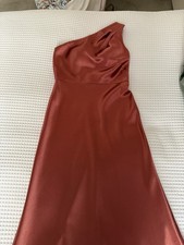 Jenny Yoo Lena One-Shoulder Bridesmaid Evening Gown Apricot S 6 Excellent Con