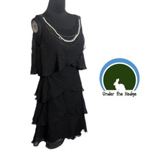 Vtg SL Fashions Black Layered Chiffon Party Cocktail Dress Sz 12 E1 Whimsigoth