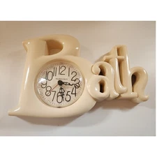 Vintage 1980s Burwood Products Bath Wall Clock Cream Color, Tested Works