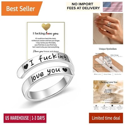 I F Cking Love You Ring for Women, Hope Rings Adjustable Stainless Steel Silver
