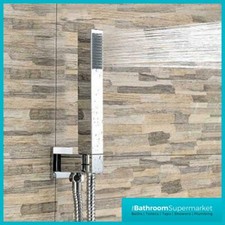 Square Chrome Shower Outlet Bracket Holder Elbow Shower Head Handset & Hose