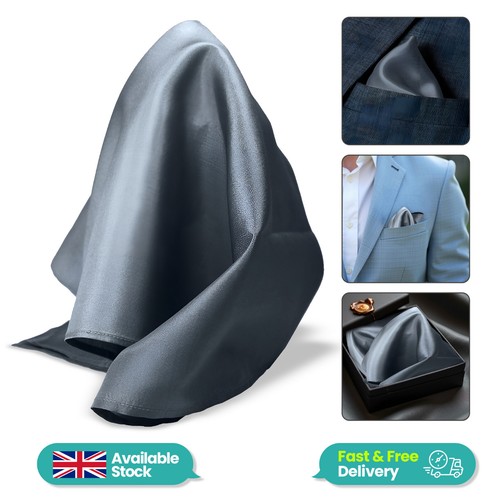 Mens Solid Plain Wedding Satin Suit Pocket Square Handkerchief Multicolour - Picture 197 of 325
