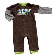Baby Boys Carters Vintage Birthday Boy Stitched Coverall Romper Jumper - Sz 18 m