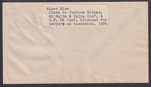 Alger Hiss, American Official accused of spying for the Soviet Union, signed FDC - Picture 2 of 2