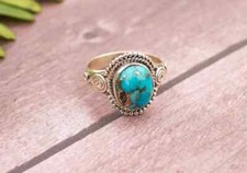 Blue Copper Turquoise Ring Designer Ring 925 Sterling Silver Promise Ring Gift
