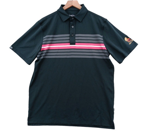 Straight Down Polo Shirt Mens Medium Black Striped Performance Bali Hai Golf
