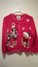 Vintage Clothing Ugly Christmas Sweater - Tiara International - Small S - Red