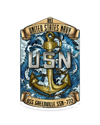US Navy Chief Decal USS Greenville SSN-772 Silent Service Anchor 3'' USN Sticker