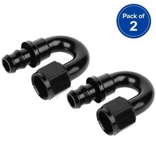 2PCS 180° 6AN Push Lock Hose End Fitting/Adaptor For Oil Fuel Water Air Black