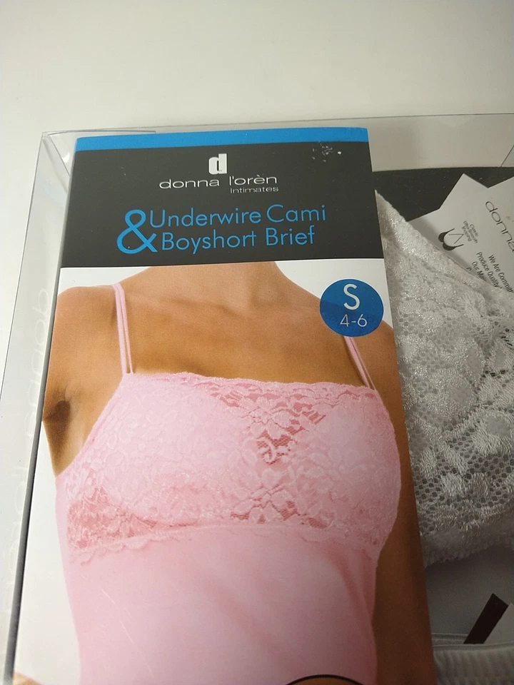 Sexy Bralette & Lace Boyshort Donna L'oren 2 Piece Small White NIB - Image 3 of 4