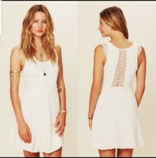 Free People Fit & Flare Lace Back Boho Eyelet Sleeveless Dress M