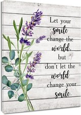 Purple Lavender Wall Art for Bathroom Nature Flower Green Eucalyptus Leaves and 