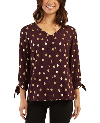 MSRP $39 Bcx Juniors' Printed Tie-Sleeve Top Size Large