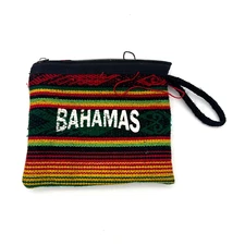 Vintage Bahamas Change Purse Coin Money Wallet Colorful Loop Holder Zipper Broke