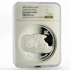 Australia 30 Dollari Anno del Topo Lunare II PF69 NGC Moneta Argento Proof 2008