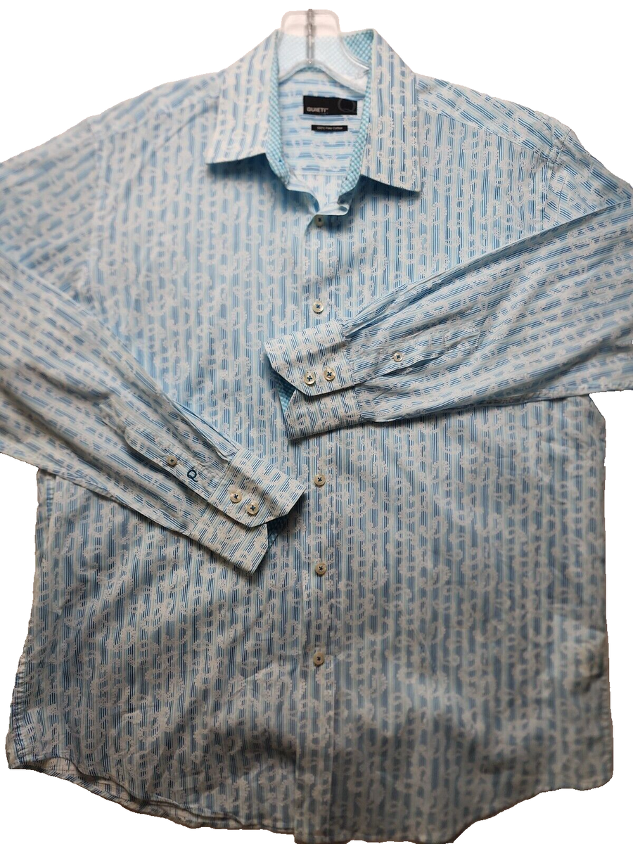 quieti dress shirts Quieti Botanical Print Long Sleeve Woven Shirt, Mens, M, Navy