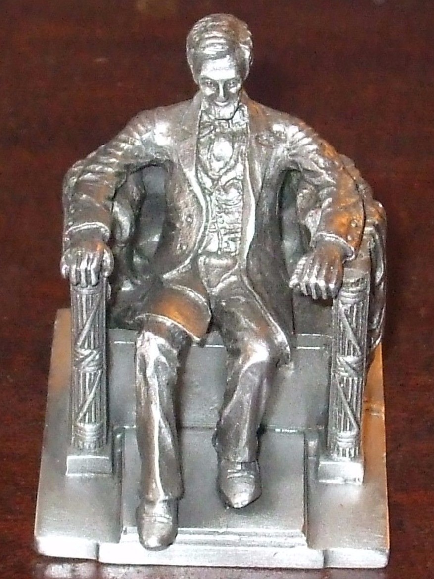 Large Abraham Lincoln Memorial Pewter Metal DieCast Figurine by Bates