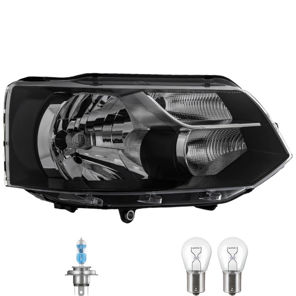 Scheinwerfer Rechts Schwarz H4/P21W FüR VW Multivan V 7HM 7HN Inkl. Osram Lampen-image