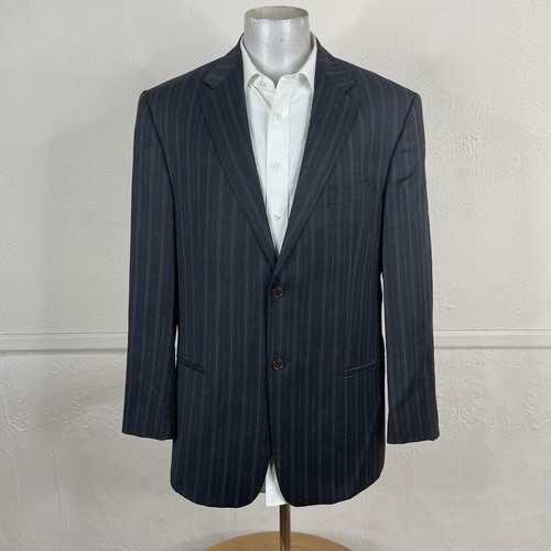 Jhane Barnes 2 PIece Suit Mens 44L 36x29 Black Brown Stripe Wool Italy Made - Picture 4 of 14