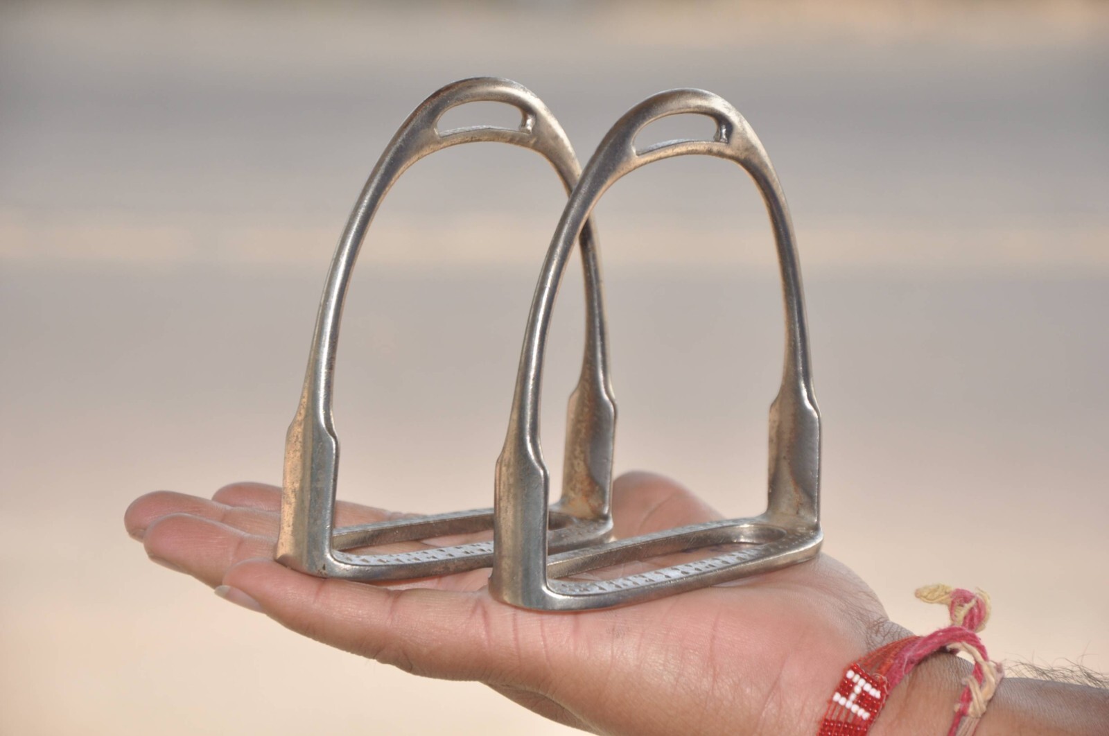 Vintage Iron Nickel Plated Plated Handcrafted Horse Footrest/Stirrups