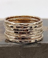 7er Set Messing Stapelringe gehämmert Goldringe Daumenringe Damenringe M15