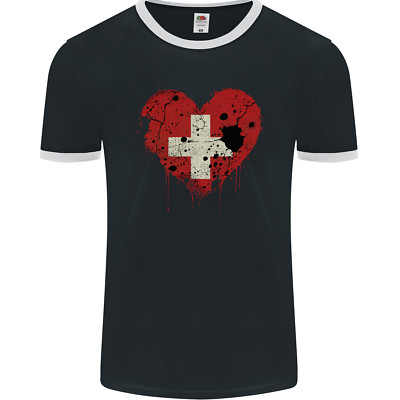 Love Switzerland Flagge Swiss Day Fußball Herren Ringer T-Shirt FotL