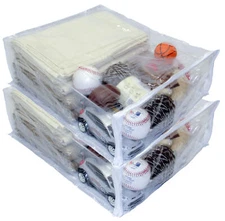 2-Pack Heavy Duty Vinyl Zippered Closet Storage Bags (Clear) 15" x 18" x 6"