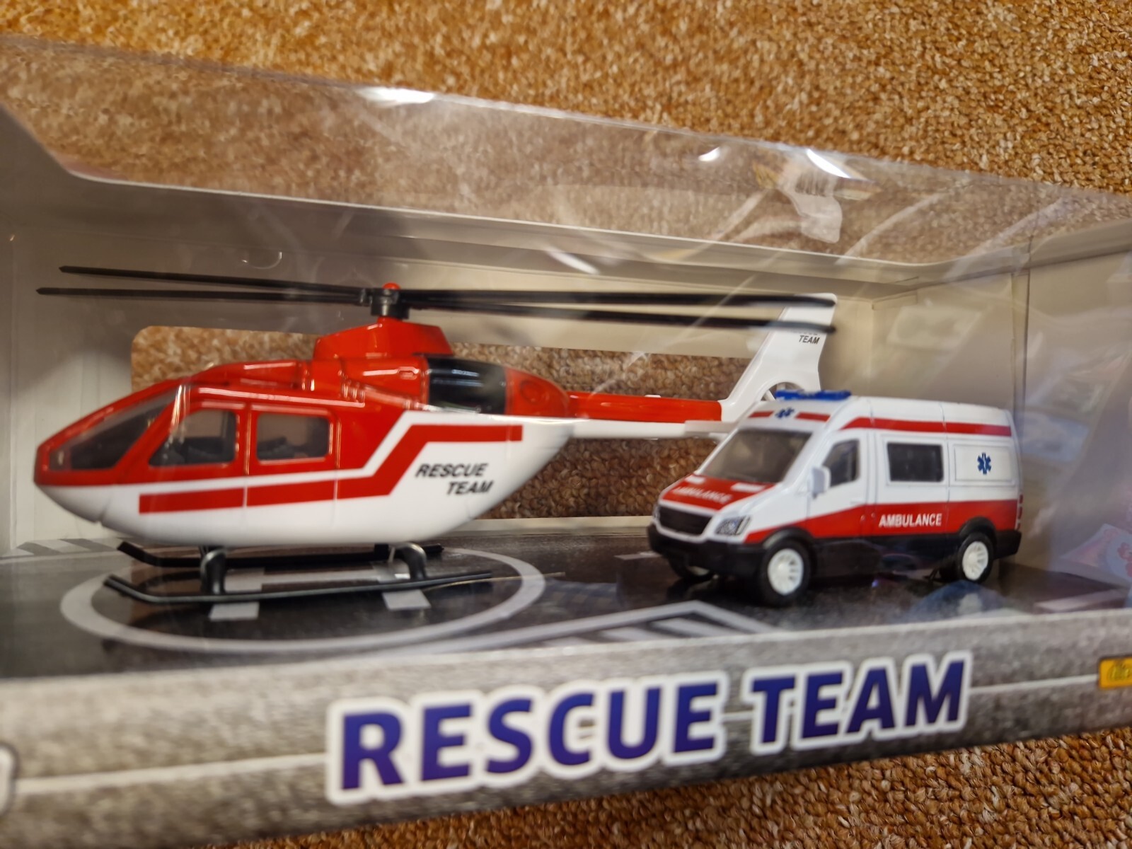 Die Cast Metal Emergency Services toy helicopter air AMBULANCE set