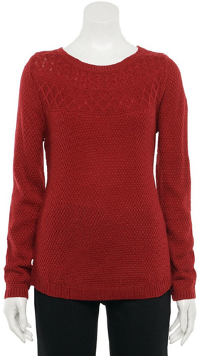 Cable-Knit Yoke Boatneck Sweater 