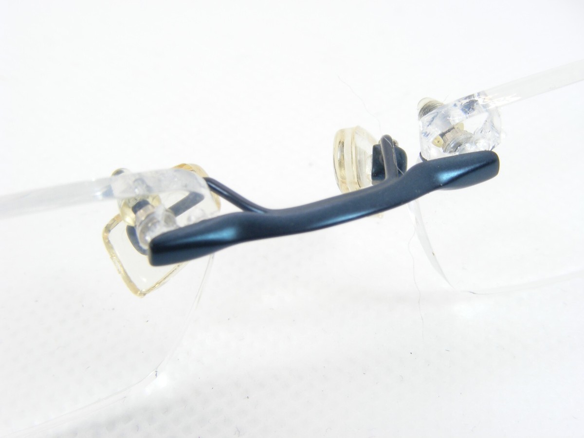 Ogi Eyewear Rimless Rectangular Frames Mod 704 Col 70 Blue Black 50-18-140 New OGI Rectangular Oval Rimless Frame Eyeglasses Brown Blue  main image 2