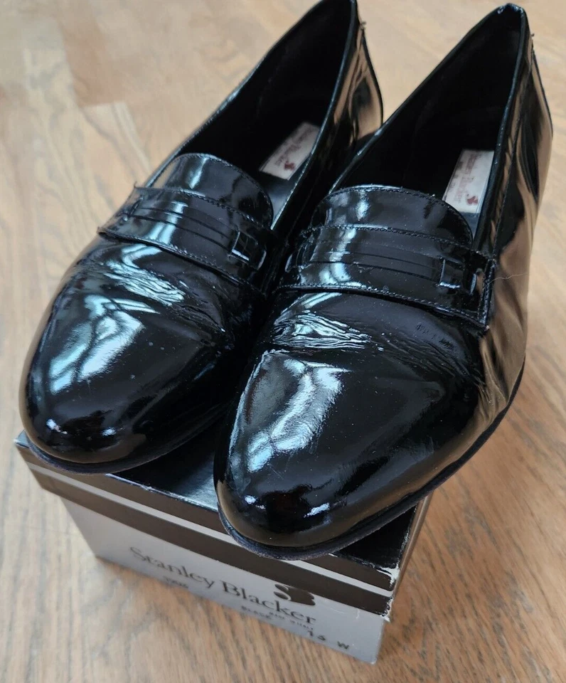 Stanley Blacker Tuxedo Formal Dress Shoes Loafers Black Patent Leather Size 13 - Image 2 of 4
