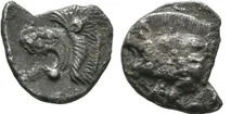 Ancient Greece 450-400 BC MYSIA CYZICUS small Silver HemiOBOL BOAR LION Tunny
