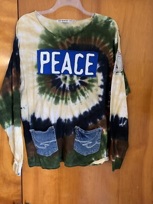 Tie dye t-shirt L-sleeve XL Flower Child Peace Hippie Unique The Sewing Artist