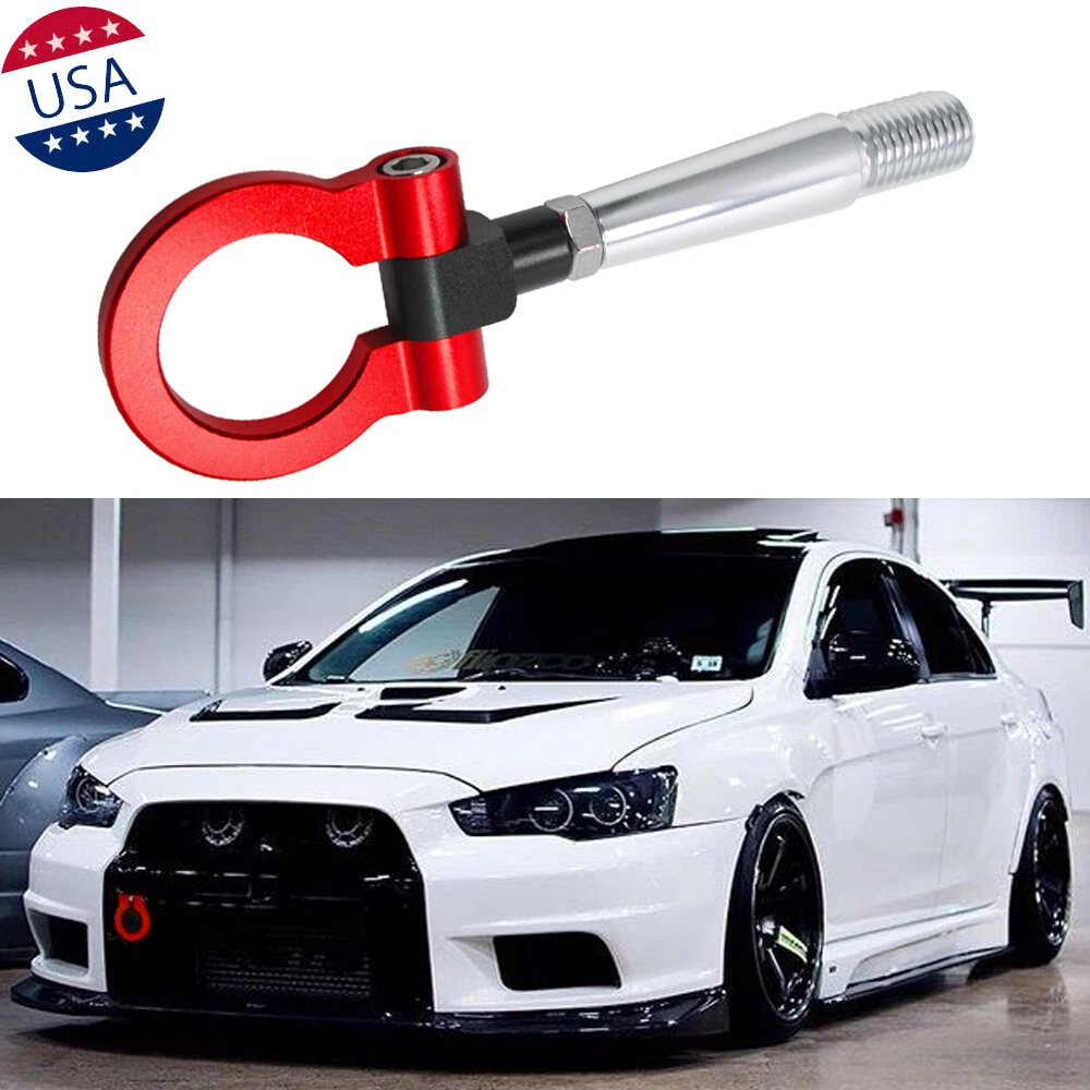  x xotic tech JDM Sport Track Racing Style CNC Aluminum Screw-on  Tow Hook Front Rear Bumper Compatible with Mitsubishi 2008-2016 Lancer  Evolution Evo X 10 (Blue) : Automotive