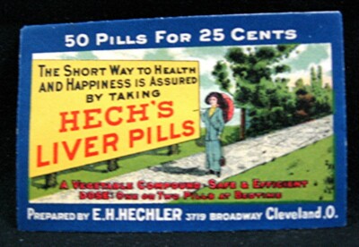 Hechs Liver Pills E H Hechler Early Adv Package Cleveland Ohio Old Unused Stock