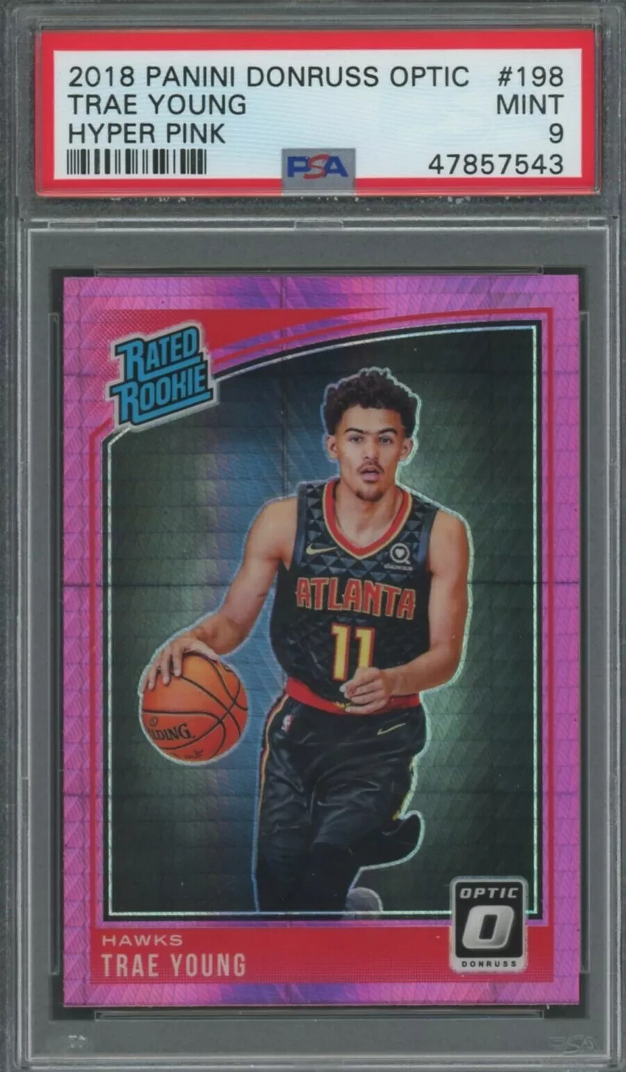Trae Young 2018 Panini Donruss Optic Rookie #198 "Hyper Pink" - PSA 9 - MINT
