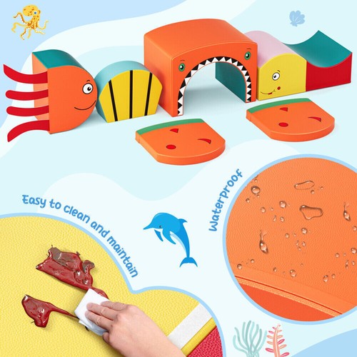 6 in1 Shark Foam Climbing Blocks Foldable Easy-to-clean Soft Surface Lightweight - Picture 4 of 13