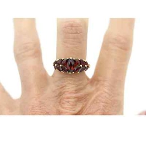 Authentic Vintage Genuine Garnet Rings 14k Gold Plated, Natural Garnet Ring For Woman