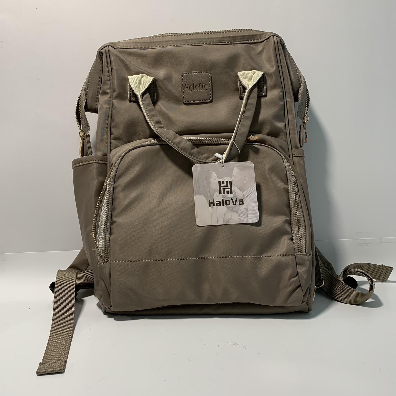 HaloVa Waterproof Diaper Backpack with Stroller Straps Multi-Function Travel Bag-image