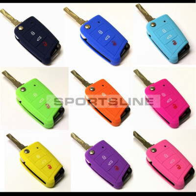 VW Seat Skoda Key Case Cover Hull Silicone 3 Button Flip Fob Hull Skin Car 57.2