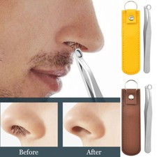 Universal Nose Hair Trimming Tweezers Steel Round Tip Cleaning Nasal w/Bag  